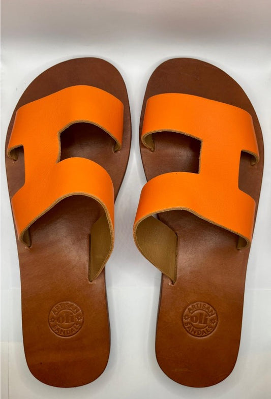 Oli Sandals Oli Flat Slide | Orange Plain Leather Orange