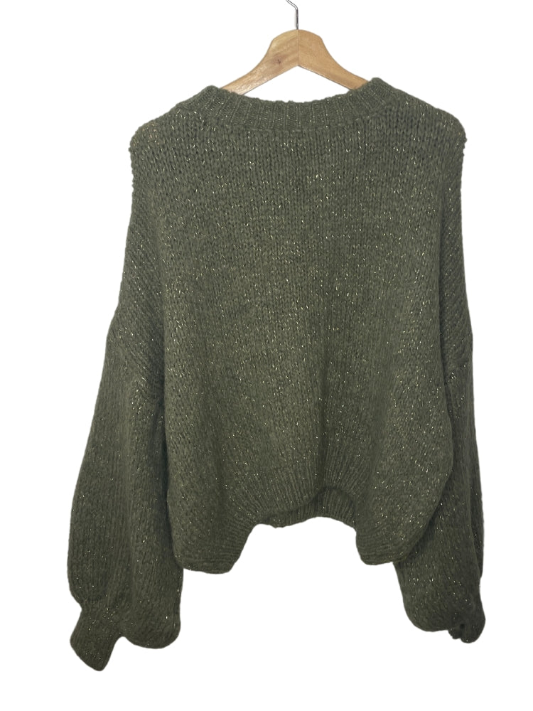 Ambika Knitted Sweater Glitter olijfgroen