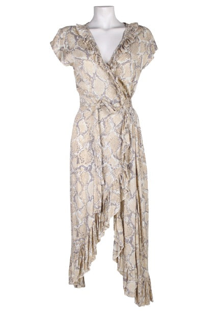 Bindi Long Wrap Dress SS 0180 Snake Khaki