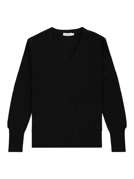 The Clothed Paris merino v-neck pullover Black