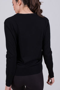 The Clothed Paris merino v-neck pullover Black