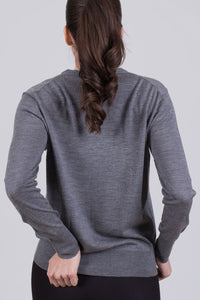 The Clothed Paris merino v-neck pullover Grey Melange