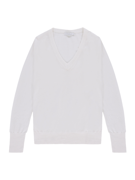 The Clothed Paris merino v-neck pullover Off white